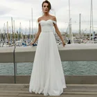 Свадебное платье для невесты, с открытыми плечами, с бисером, с поясом, из тюля, для свадьбы, складки с рюшами