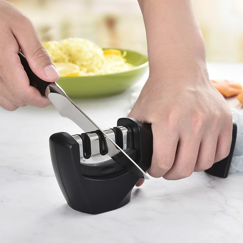 

Knife Sharpener 3 Stages Professional Kitchen Sharpening Stone Knives Grinder Gadgets Stainless Steel Kitchen Tools Accessories