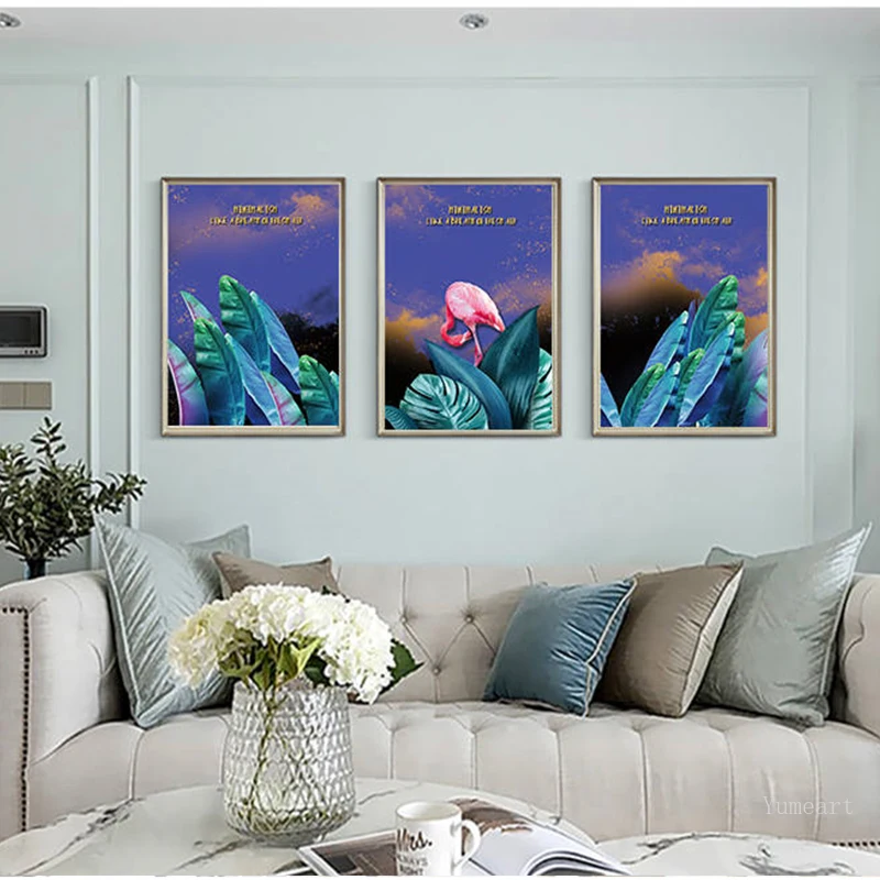 Nirdic Tropical Plant Banana Leaf Posters Prints Wall Art Canvas Paintings Flamingo Picture for Scandinavian Home Decor | Дом и сад