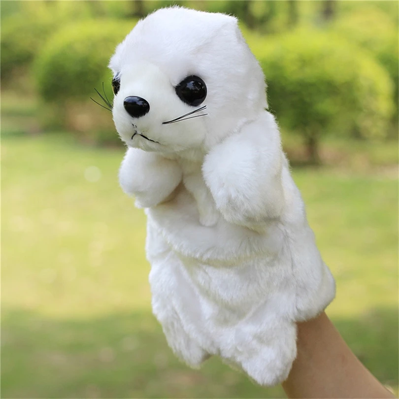 Cute Cartoon Sea Lions Plush Hand Puppet white hand Doll Kids Glove Parent-child interaction story vingerpop A40 | Игрушки и хобби