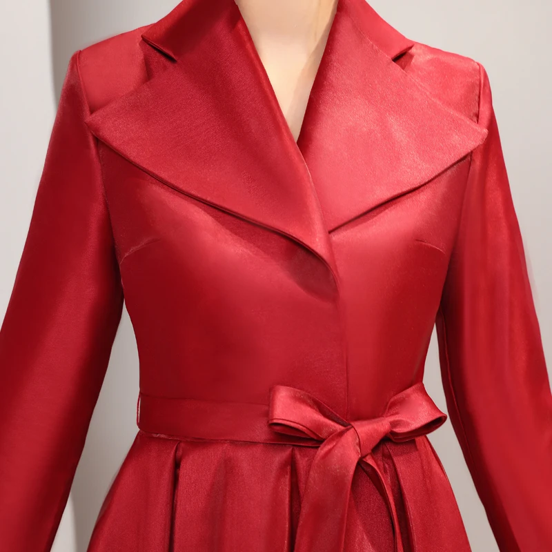 

Skyyue Red A-Line Prom Dress FB163 For Mom And Daughter V-Neck Long Sleeve Formal Vestidos Tea-Length Parent-child Dresses 2020