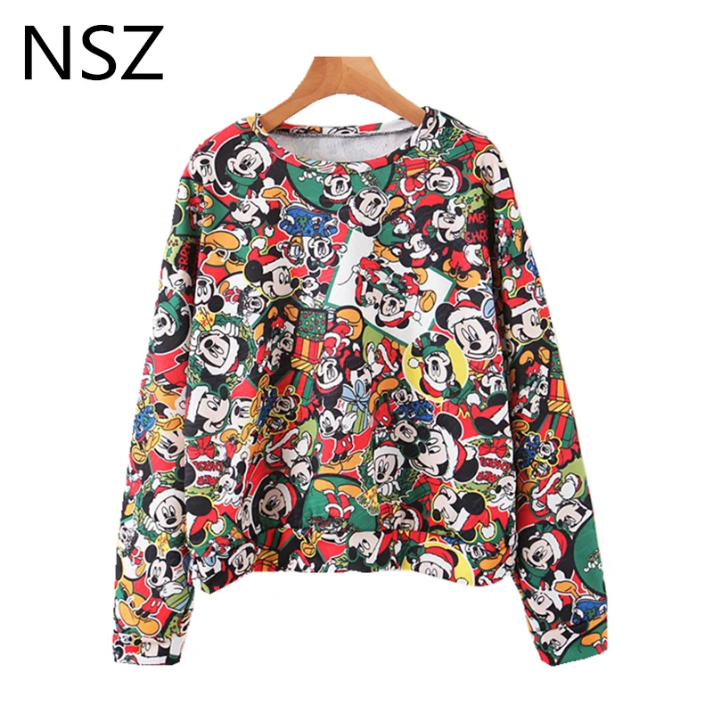 NSZ женский хлопковый свободный свитер с длинным рукавом и круглым воротником