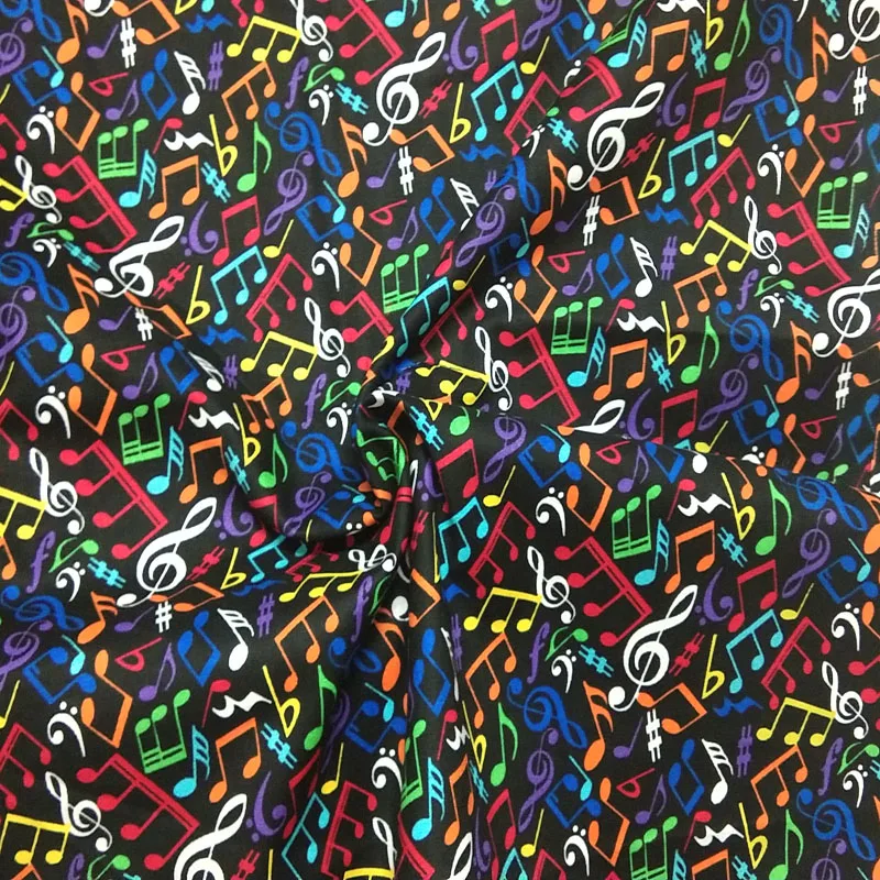 Красивые красочные в виде скрипичного ключа Ситцевая ткань 50x105 см музыкальная