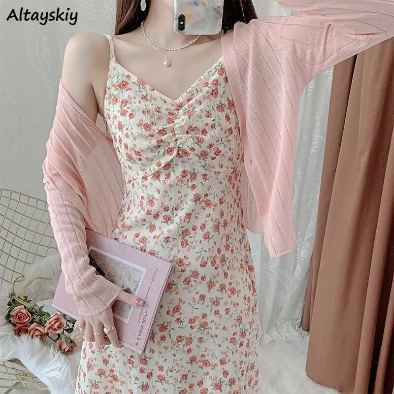 

Женские платья без рукавов с высокой талией и V-образным вырезом, длинное летнее элегантное платье с цветочным принтом, универсальное студе...