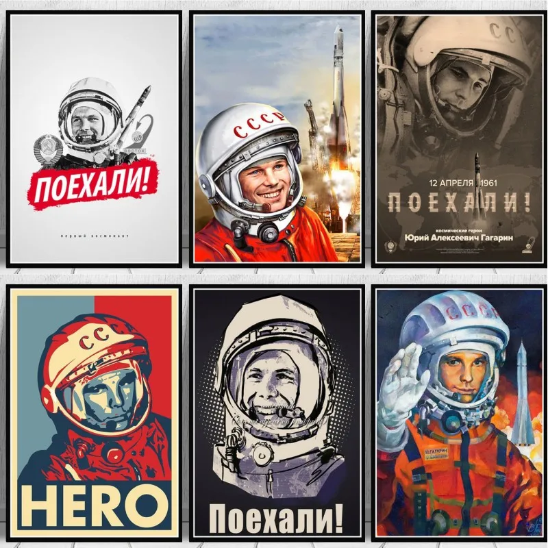 

Space Heroes Yuri Gagarin Posters And Prints Wall Pictures For Living Room Vintage Canvas Painting Decorative Home Decor Quadro