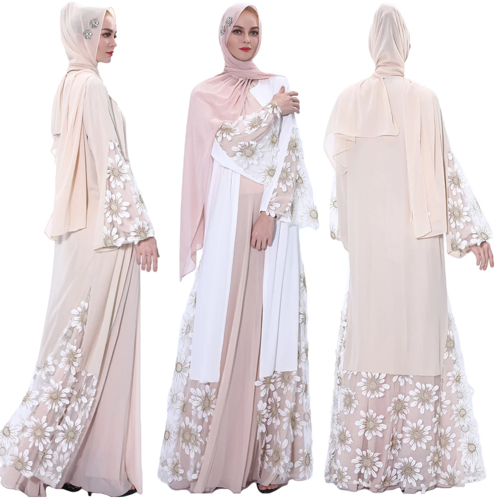 Роскошное кимоно Abaya, открытый кардиган Дубай, женское длинное платье с цветочным рисунком для вечевечерние, одежда в исламском стиле, халат...