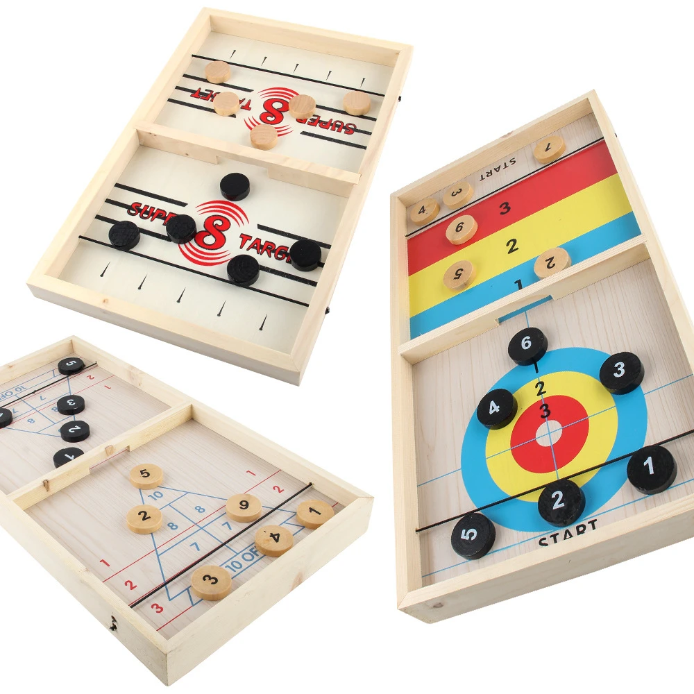 

Fast Sling Puck Game Paced Wooden Table Hockey Winner Games Interactive Chess Toys For Adult Children Desktop Battle Board Game