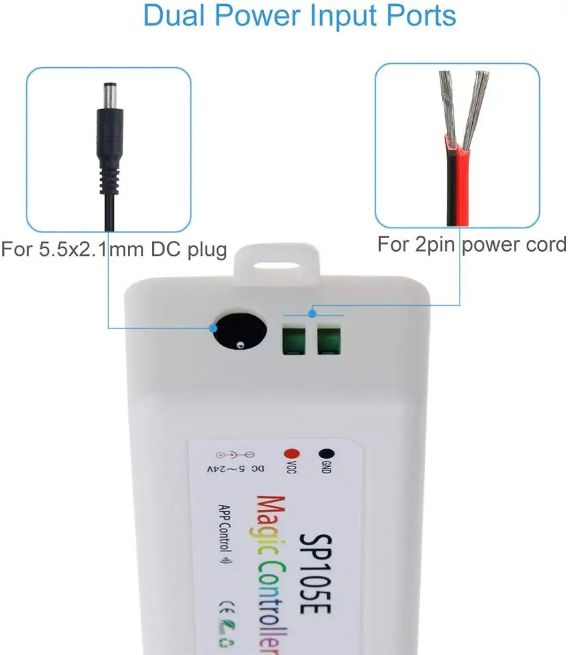 SP108E/107E/105E/110E SPI Wi-Fi Bluetooth пиксель IC музыкальный контроллер на смартфон приложение для WS2812B WS2813 SK6812 полосы DC5-12V
