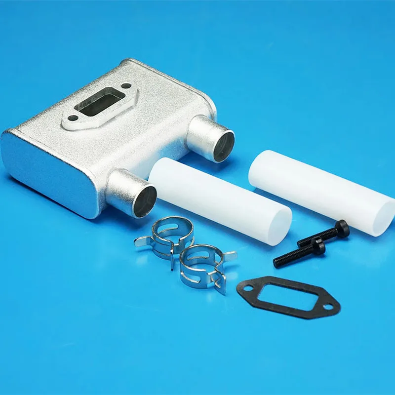 

1Set DLE 55RA Gas Engine Dual Hole Exhaust Pipe Kit Original Vent-pipe+Screws+Gasket+Tube Clamp Spare Parts for RC Fixed Wing