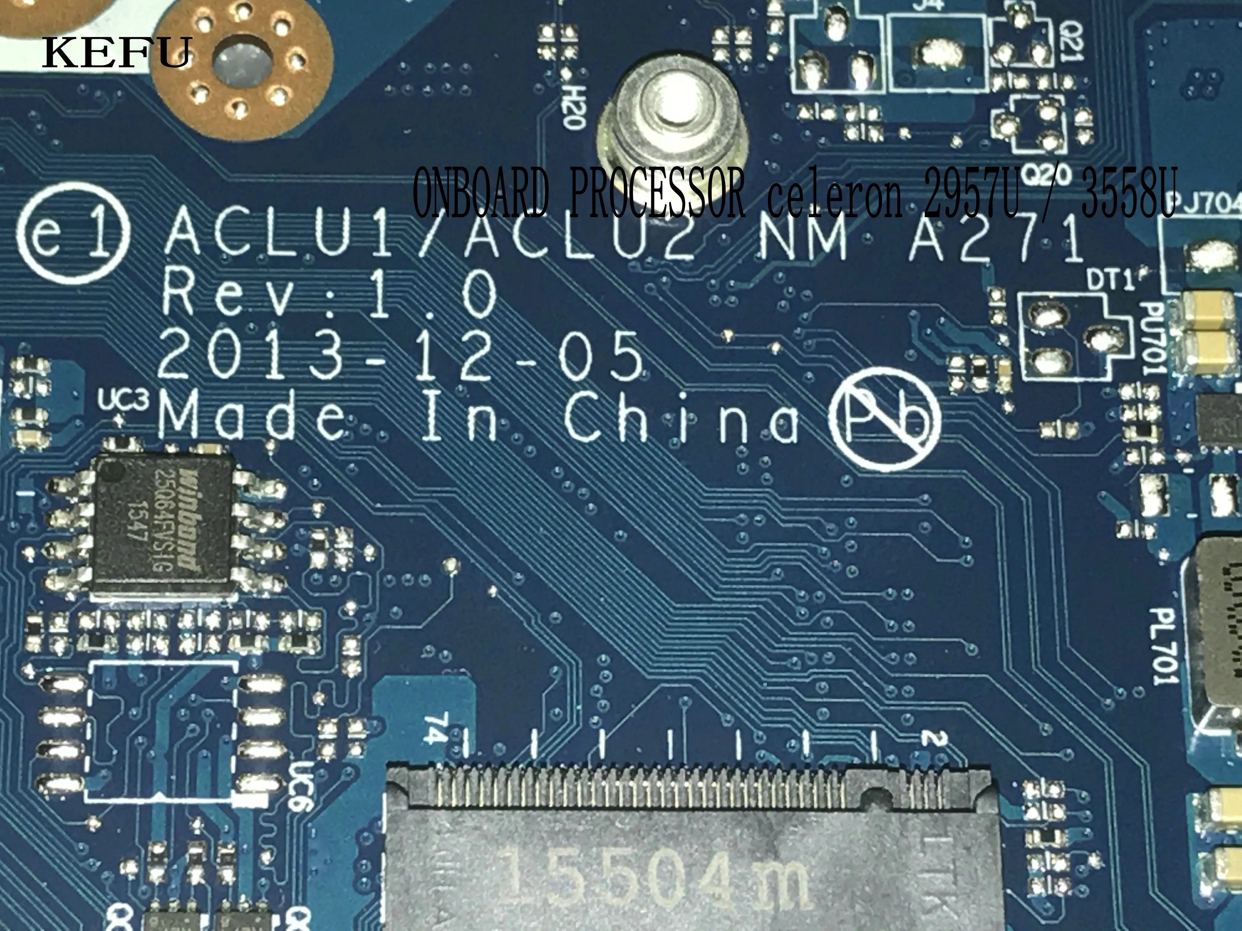 KEFU ACLU1/ACLU2 NM-A271 для LENOVO G50-70 Материнская плата ноутбука на процессоре CELERON 3558U+ видеокарта( товар