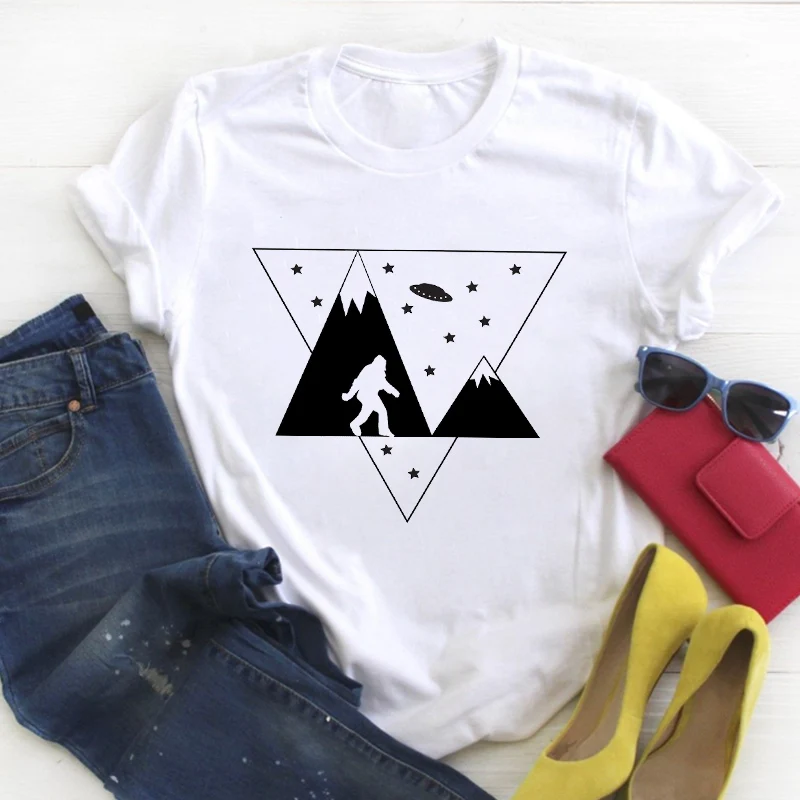 

Women Cartoon Alien UFO Print Cute 90s Print Trend Ladies Summer T Tee Female Top Shirt Clothes Tshirt Womens Graphic T-shirt