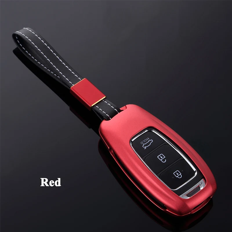 Red 1 шт. SEEYULE алюминиевый сплав автомобильный чехол для ключей чехол для хранения протектор автомобильные аксессуары для hyundai Kona Santa Fe Santafe - Название цвета: Red