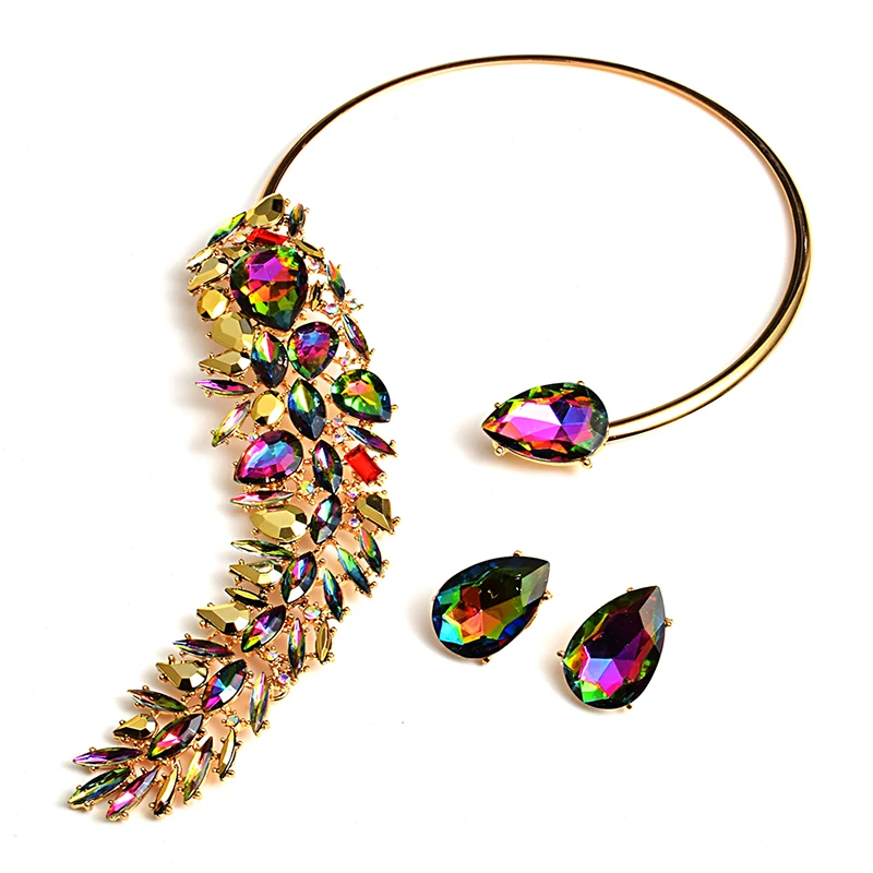 

New Arrival Colorful Rhinestones Chokers Necklaces Fashion Trend Crystals Necklaces Fine Jewelry Accessories For Women