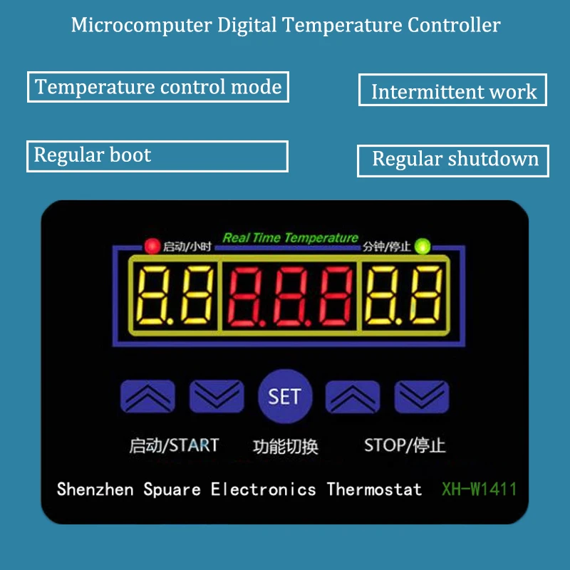 Pymeter XH-W1411, цифровой регулятор температуры, три дисплея, многофункциональный регулятор температуры, контрольный переключатель-19-99 ℃