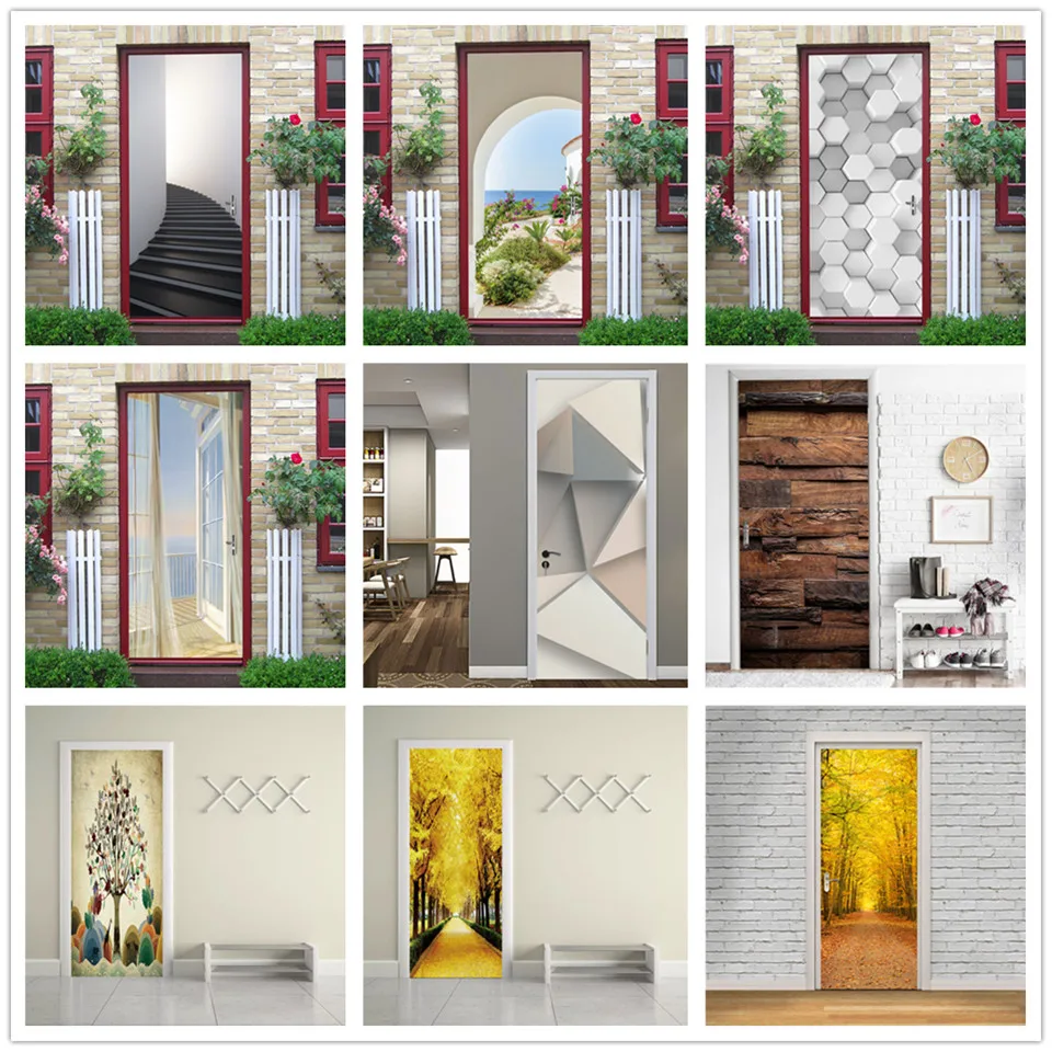 3D наклейки на дверь клейкий водонепроницаемый съемный постер украшение для