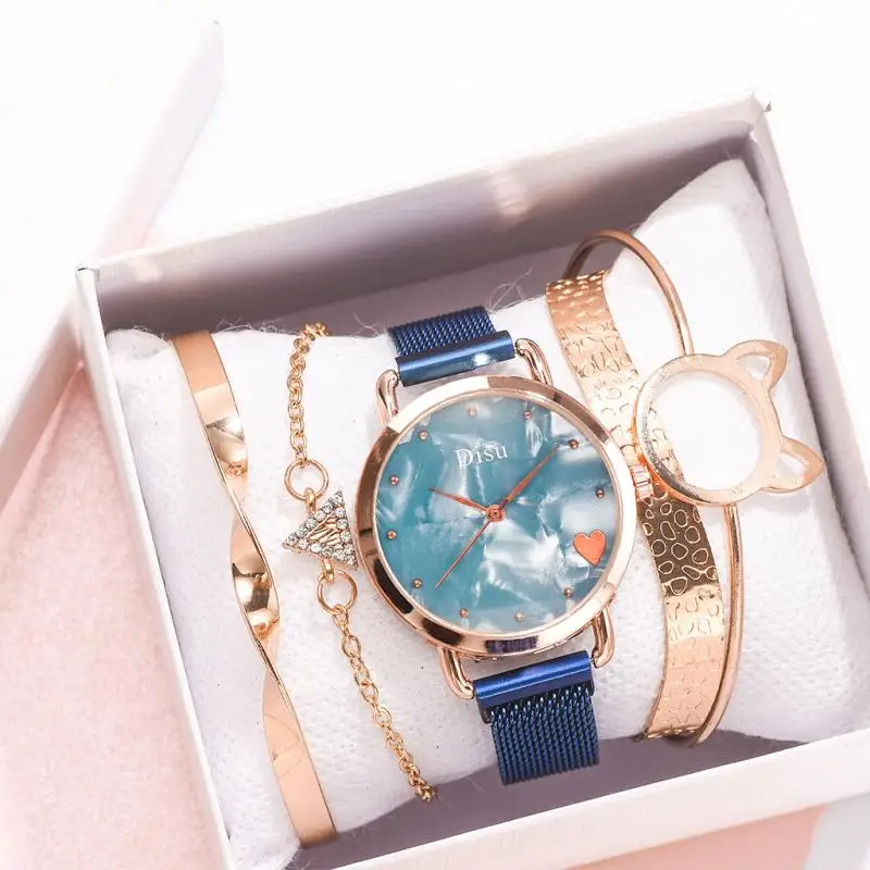 

Top Brand Luxury Women Watches Ladies Watch Quartz Alloy Mesh Belt Five-Piece Combination Product Set Female Clock Reloj Mujer