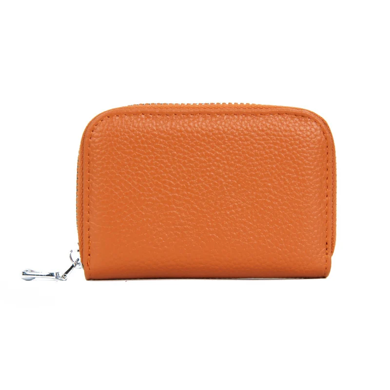 Orange Женский мини-кошелек из натуральной кожи, короткий кошелек на молнии с отделением для карт, дамская сумка для монет и денег, маленькие женские кошельки и кошельки Walet Vallet - Цвет: Orange