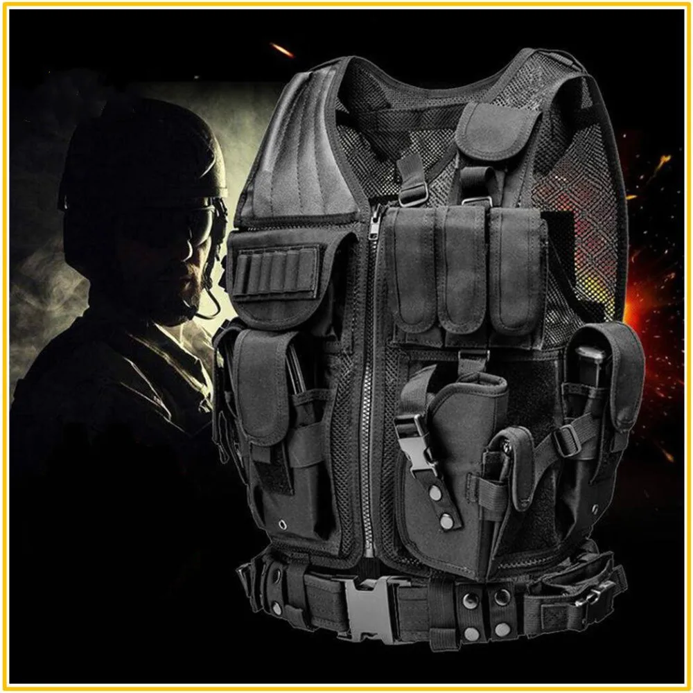 

2020 Hunting Vest Men Tactical Vest Molle High Qulity Military Tactical Paintball Assault Shooting Hunting Clothes with Holster
