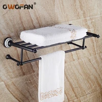 antique black double towel racks bathroom shelves ceramic accessories towel bar wall mounted towel rail bath hanger sy 091r