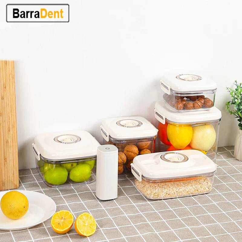 

Reusable Airtight Coffee Fruits Vacuum-Sealing Box Rectangle Round Vacuum Seal Food Storage Container
