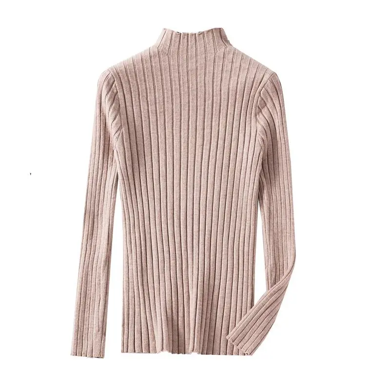 

Croysier Pullover Ribbed Knitted Sweater Spring Winter Clothes Women 2021 High Neck Long Sleeve Slim Basic Woman Sweaters Tops