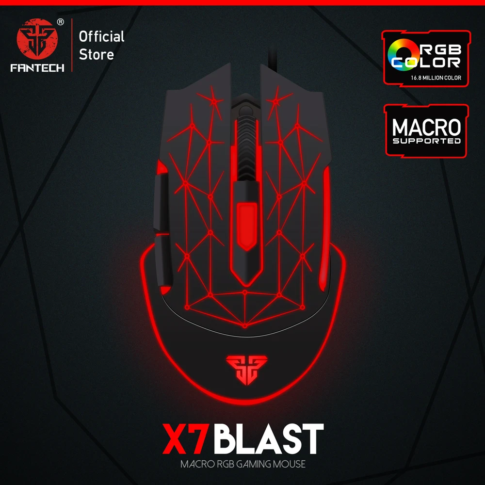 FANTECH X7 макро RGB мышь 4800 dpi оптическая 6D Проводная игровая мышь USB Pro геймерская компьютерная эргономичная мышь