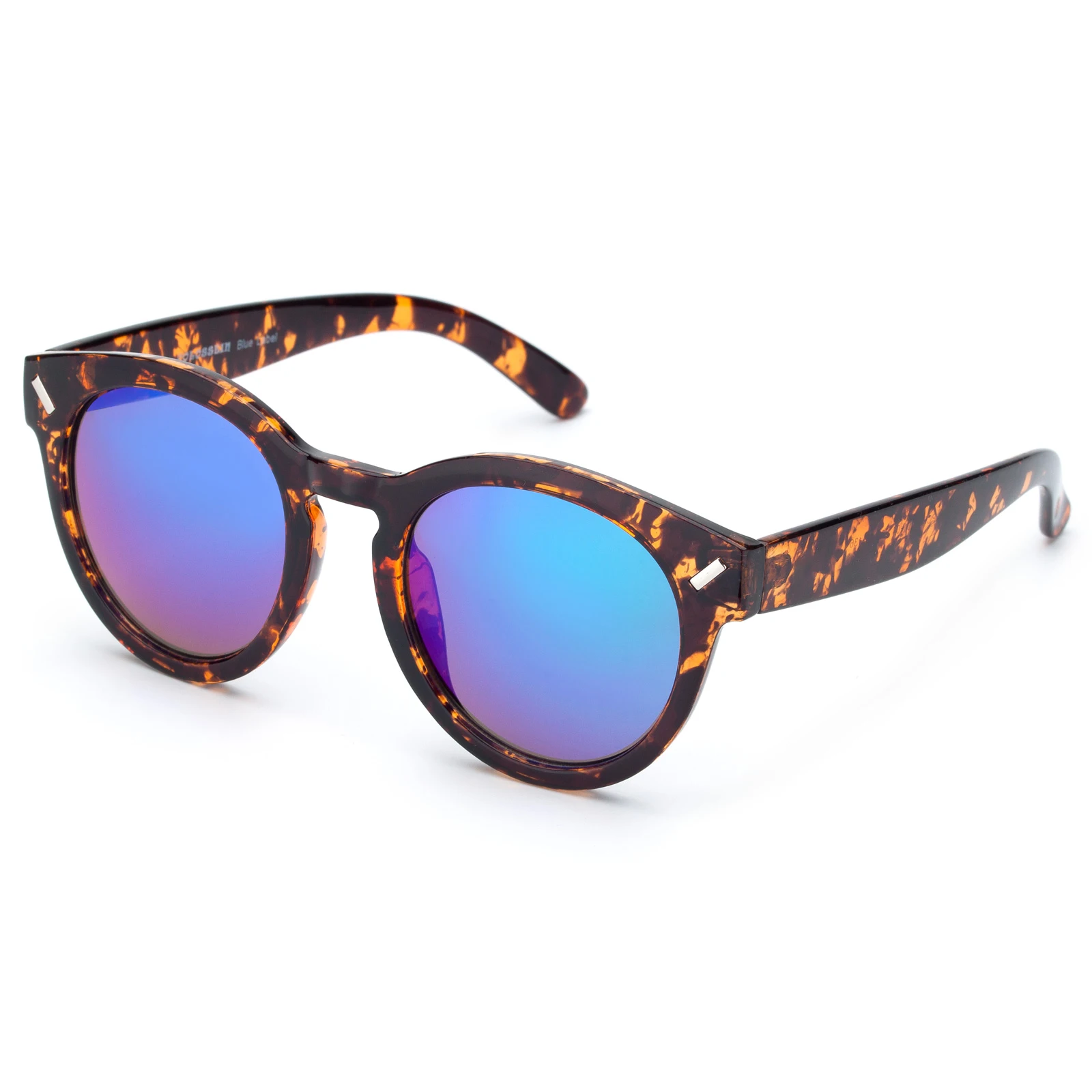 Женские солнцезащитные очки в винтажном стиле COLOSSEIN круглые с синим покрытием