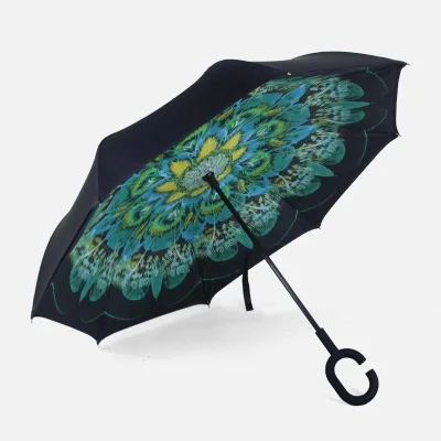 6 Ветрозащитный обратный складной двойной слой перевернутый Chuva зонтик Женский Для xiaomi самостоящий защита от дождя c-крюк руки для автомобиля - Цвет: 6
