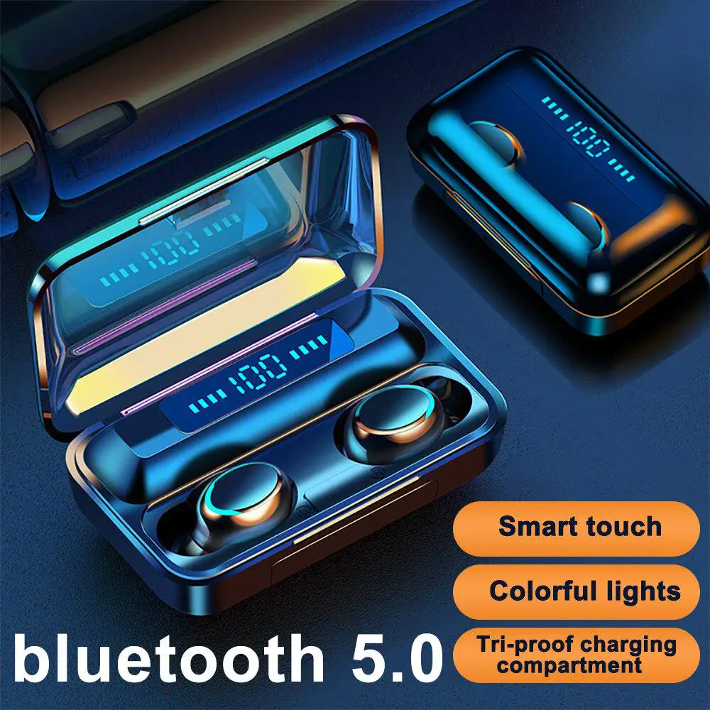 

Tws-совместимые наушники с Bluetooth 5,0, беспроводные наушники, 9D стерео спортивные водонепроницаемые наушники-вкладыши, гарнитура с микрофоном и...