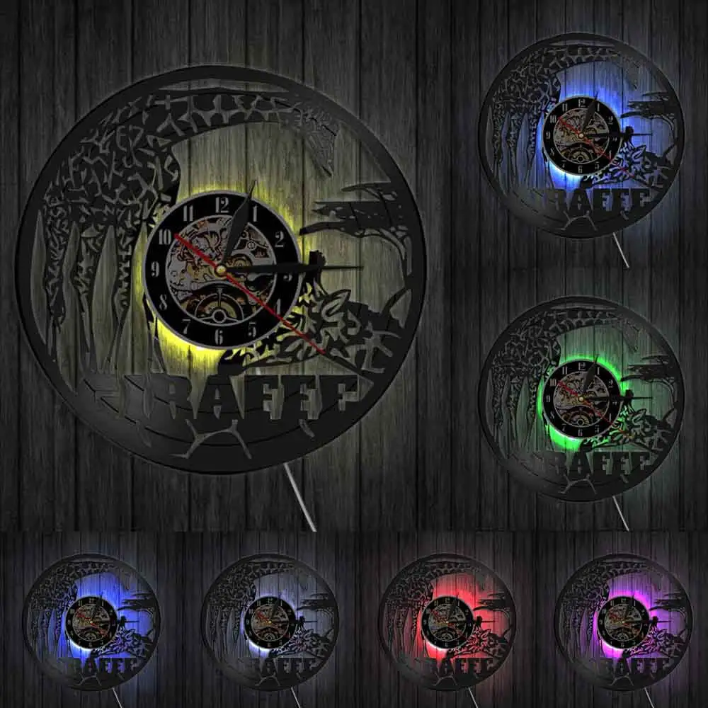 Настенные часы с виниловой пластиной в виде жирафа | Дом и сад