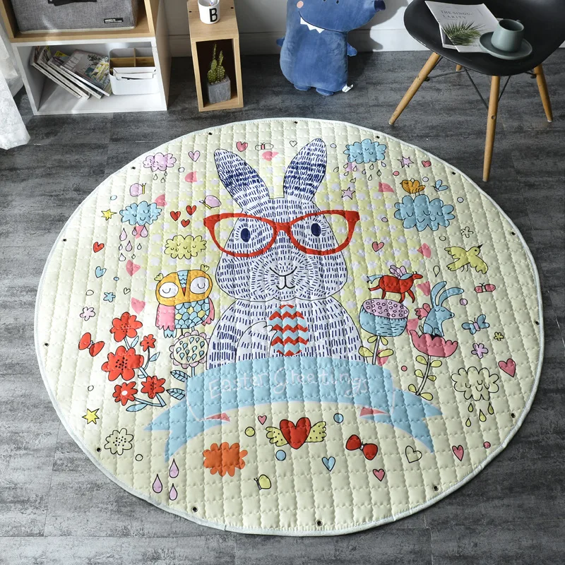 

Cartoon Bunny Play Mats Storage Pad Storage Toy Floor Mat Circular Outing Children's Climbing Pad Storage Bag
