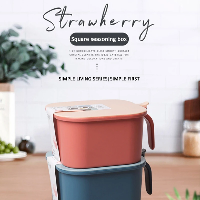 

1pc Simple Divided Grid Seasoning Box Kitchen Seasoning Box With Handle Seasoning Pot Pepper Box Seasoning Storage Box Kitchen