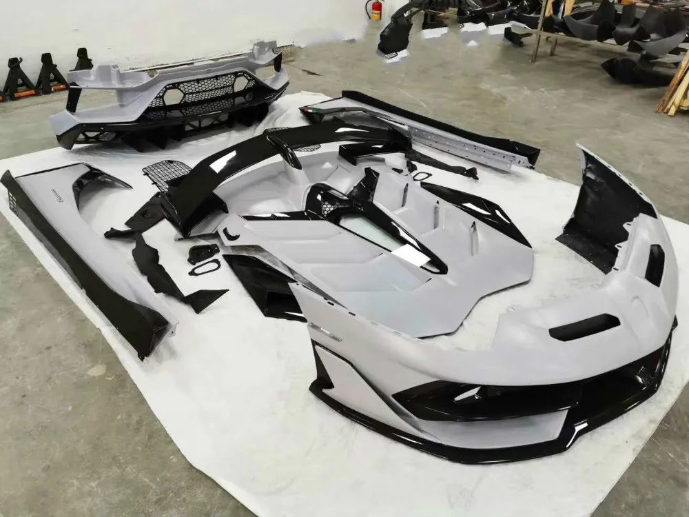 Сухой углеродного волокна передняя губа задний диффузор спойлер боковые юбки