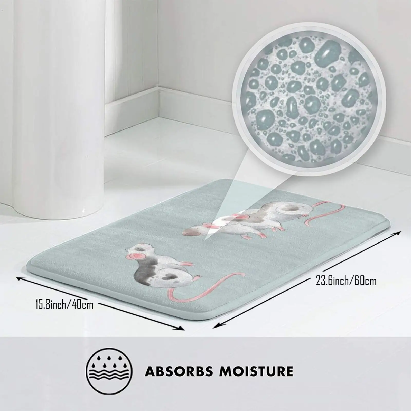 Коврик с тремя крысами Мягкий Нескользящий ковер для домашних животных крыс