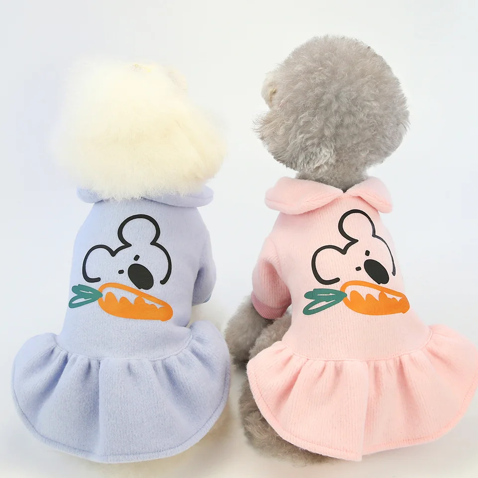 

New Pet Dog Clothes Autumn Winter Dog Cute Cotton Dresses Small Dog Cat Cartoon Skirt Winter Puppy Clothes Chihuahua