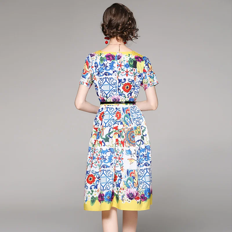 Женское модельное платье рубашка макси с цветочным принтом длинным рукавом в