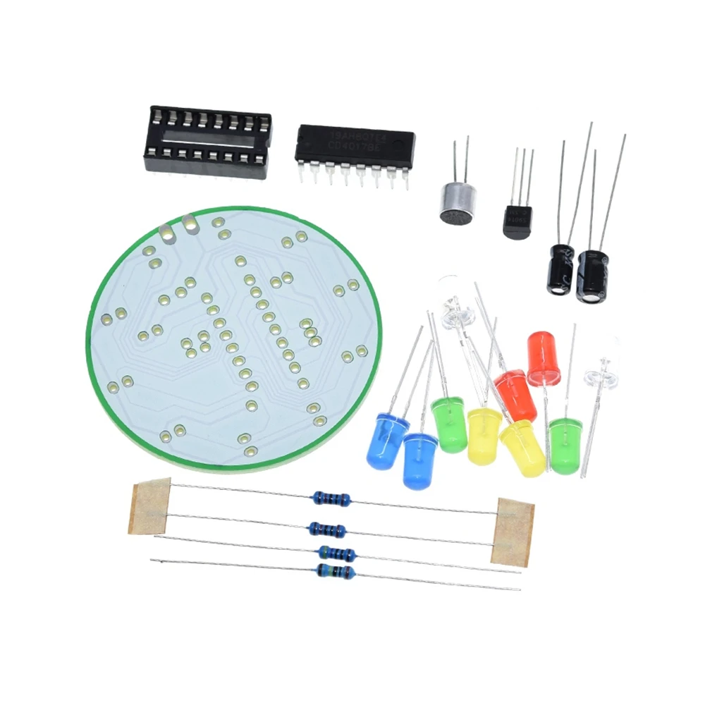 CD4017 colorful voice control rotating LED light diy kit electronic manufacturing spare parts student Laboratory Education Tool |