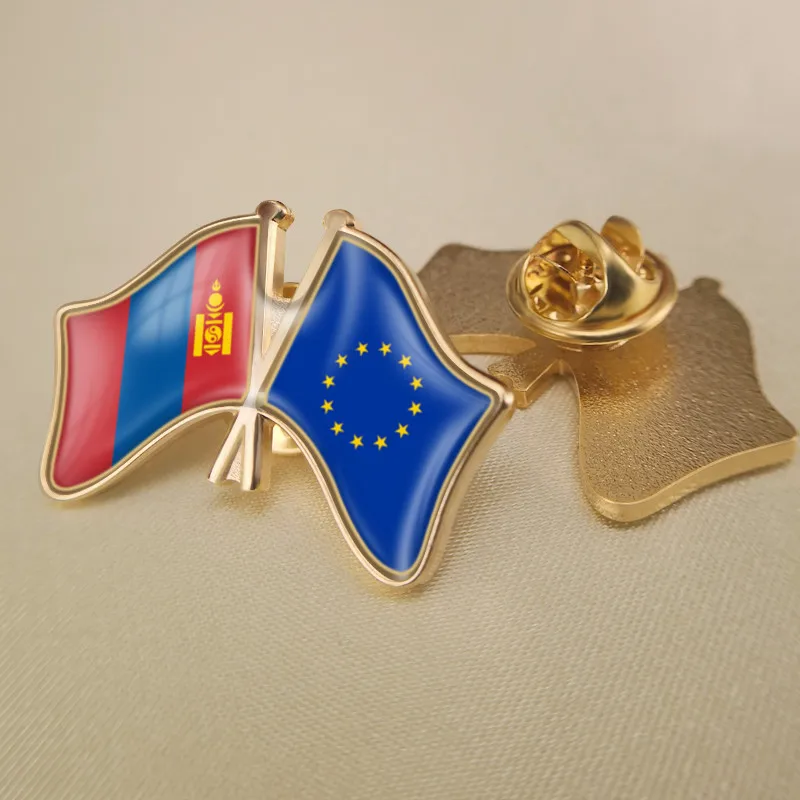 Европейский союз и Монголия перекрестные двойные искусственные броши | Броши
