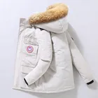 Мужская зимняя куртка на белом утином пуху с капюшоном и меховым воротником