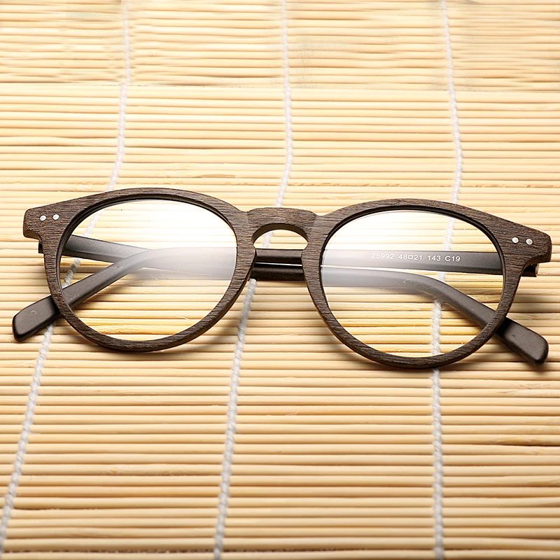 

2018 Hot Sale Men Women Wooden Plain Glasses Myopia glasses Wood Frame Sunglasses with Clear Lenses