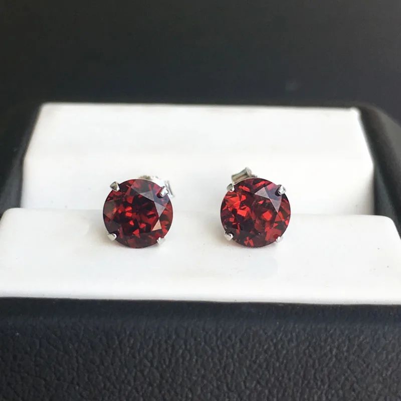 Женские серьги-гвоздики из серебра 925 пробы CSJ натуральный хром диопсид красный