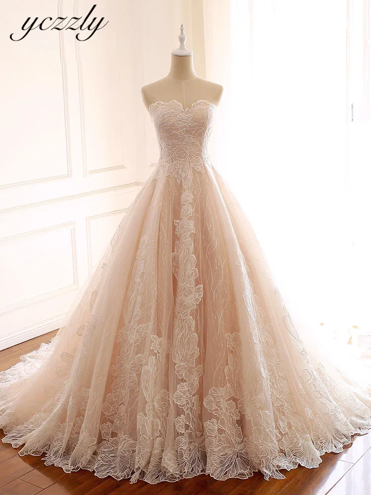 

Gelinlik Elegant Sweetheart Ball Gown Lace Appliques Wedding Dress Long Plus Size Women Bride Dresses Abito Da Sposa 2019 W107