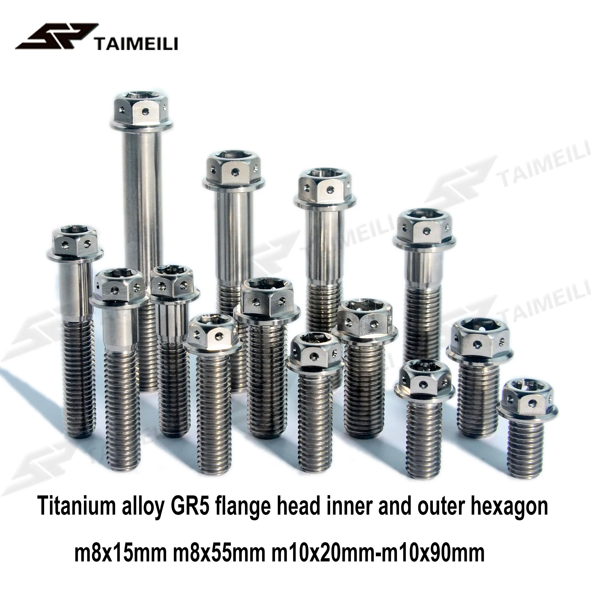 Титановый болт GR5 с фланцевой головкой внутри и снаружи шестигранной M10x20mm M10x90mm