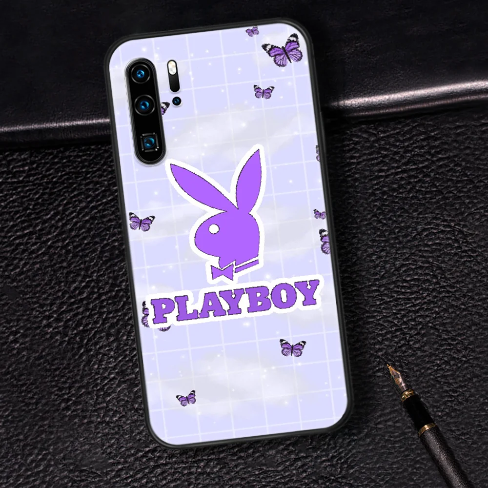 

Playboy Rabbit Brand Phone Case For Huawei P Mate 10 20 30 40 Pro Lite Smart 2019 2021 black Shell Luxury Hoesjes Fashion Back
