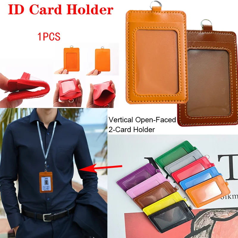 

Students Badge Case Nurse Badge Card holder Bus Card ID Holders Badge Protector Cover With Lanyard 1 Pcs Leather Card Holder