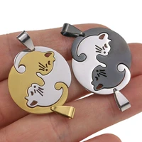 1pcs stainless steel cute lovely cat charm necklace lover girlfriend gift set valentines day for women jewelry paired pendant