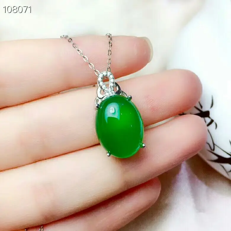 MeiBaPJ Natural Chalcedony Gemstone Earrings Ring Necklace for Women Real 925 Sterling Silver Green Stone Wedding Jewelry Set | Украшения и