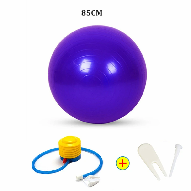 purple 85cm With-acc 45/55/65/75/85 см мяч для занятий йогой Анти-взрыв гимнастический Аэробные Фитнес стабильность баланс упражнений Йога Пилатес тренировки для VIP покупателей - Цвет: purple 85cm With-acc