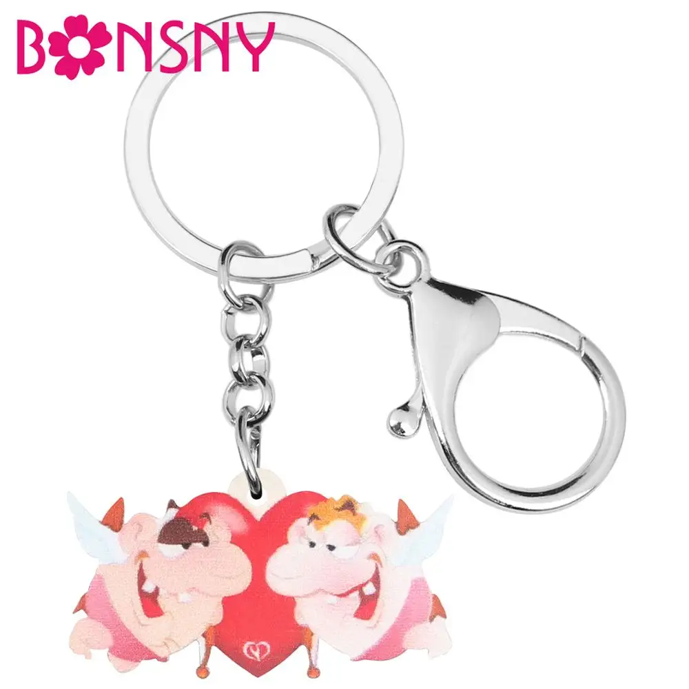Бонсни Акриловый брелок-ключница с пигги Купидоном на День Святого Валентина для женщин, девушек и подростков, подвеска на сумку, автомобиль, кошелек.