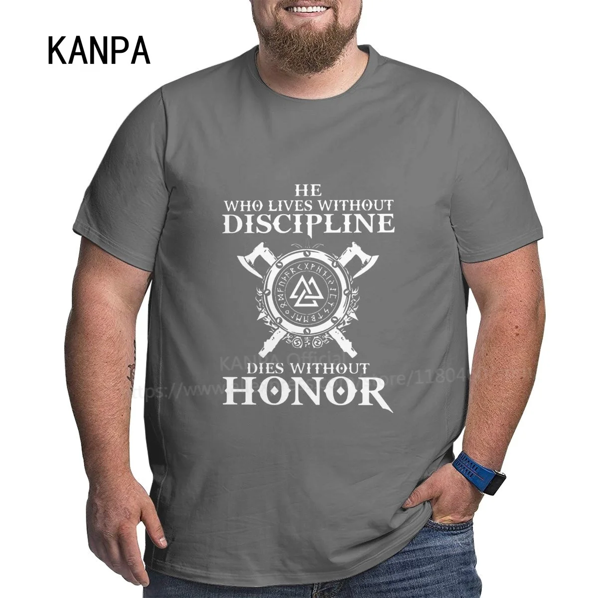 

KANPA Viking Men's Cotton Oversized T Shirts Big Tall Man T-shirt Father Summer Short Sleeve Plus Size Tops 6XL 5XL Tee Shirt